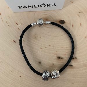 Pandora Black Clasp 925 Charm Bracelet 7.5"